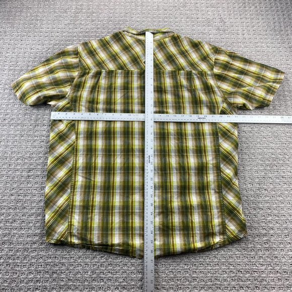 PRANA Shirt Men Extra Large XL Green Plaid Button Up Pearl Snap India Casual - Picture 7 of 9